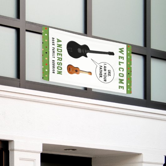 家族の懇親会歓迎 横断幕 (ビルの外側)