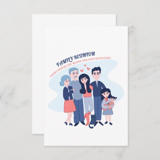 家族の懇親会生活は永遠に愛を始める 招待状 (正面/裏面)