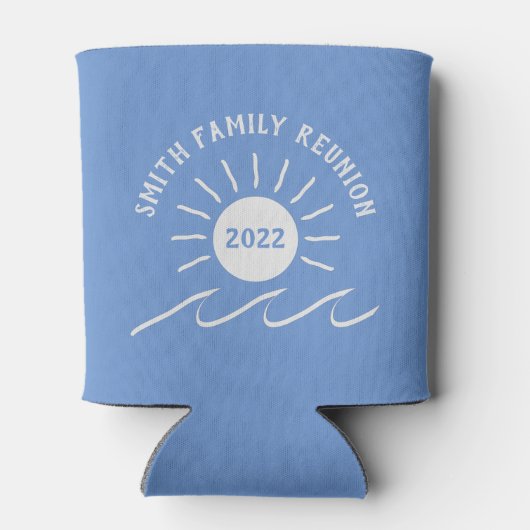 家族の懇親会-アウトドア – 太陽atビーチまたは湖 –  缶クーラー (裏面)