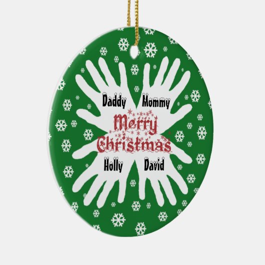 家族の手形スノーフレーククリスマスオーナメント セラミックオーナメント (右)
