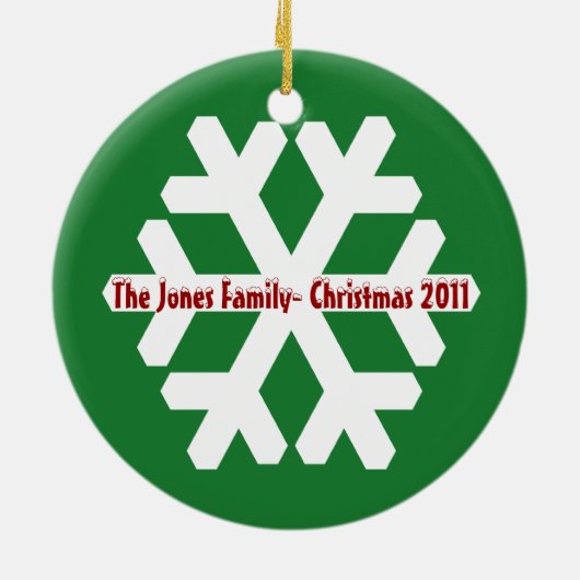 家族の手形スノーフレーククリスマスオーナメント セラミックオーナメント (裏面)