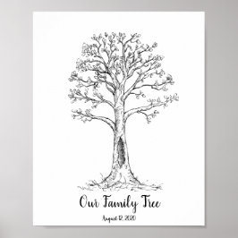 家族の指紋ツリー ポスター 葉付き