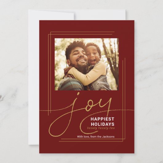 家族の挨拶フォトスクリプト喜びクリスマス シーズンカード (正面)