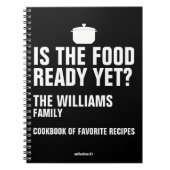 家族の料理のお気に入りのレシピ ノートブック (正面)