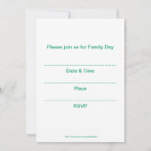 家族の日の招待状と親とベビーの平静 招待状 (裏面)