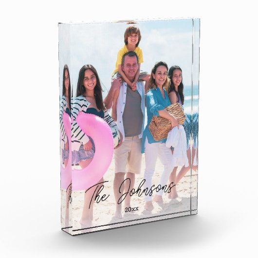 家族の日 |写真モダン名デコパーソナライズされたール フォトブロック (左)