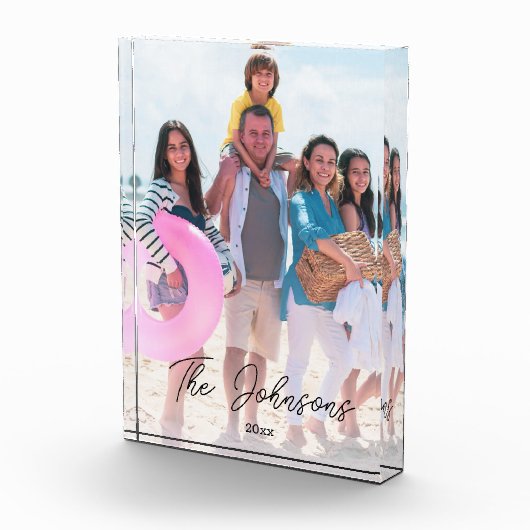 家族の日 |写真モダン名デコパーソナライズされたール フォトブロック (右)