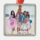 家族の日 |写真モダン名パーソナライズされた メタルオーナメント (正面)