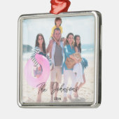 家族の日 |写真モダン名パーソナライズされた メタルオーナメント (左)