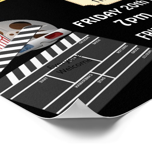 家族の映画の夜、映画の夜のパーティーPTAイベントPTO ポスター (角)