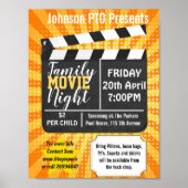 家族の映画の夜、映画の夜のパーティーPTAイベントPTO ポスター (正面)
