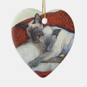 家族の昼寝のシャム猫の絵画の芸術 セラミックオーナメント (右)