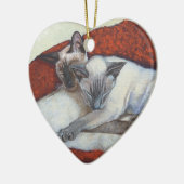 家族の昼寝のシャム猫の絵画の芸術 セラミックオーナメント (左)