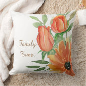 家族の時間の装飾フローラ白い緑のバラ クッション (ブランケット)