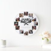 家族の時間はすべて写真パーソナライズされたの引用文 ラージ壁時計 (ホーム)