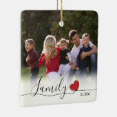 家族の書道ハート写真クリスマス セラミックオーナメント (右)