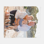 家族の書道写真 フリースブランケット (正面(横))