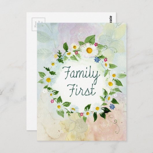 家族の最初のデイジー葉書 ポストカード (正面/裏面)