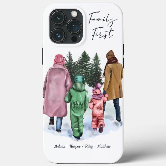 家族の最初の水の色の家族4と名前 Case-Mate iPhoneケース (裏面)