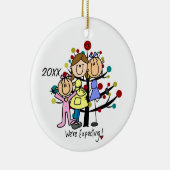 家族の期待カップル2つのママ幼児の少女 セラミックオーナメント (右)