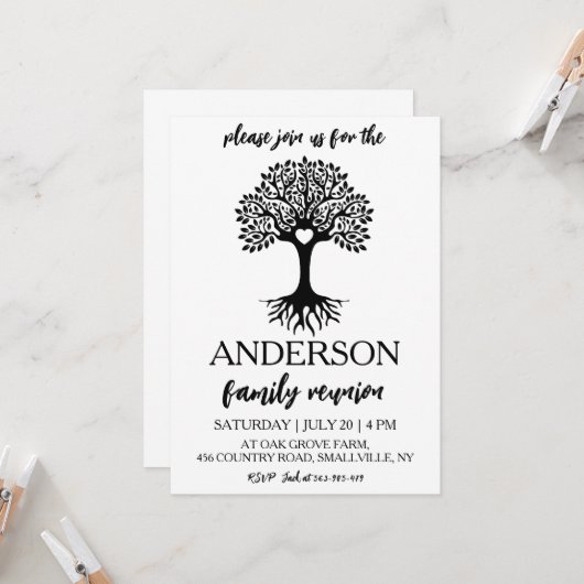 家族の木が家族を集める懇親会 招待状 (正面/裏面インサイチュ)