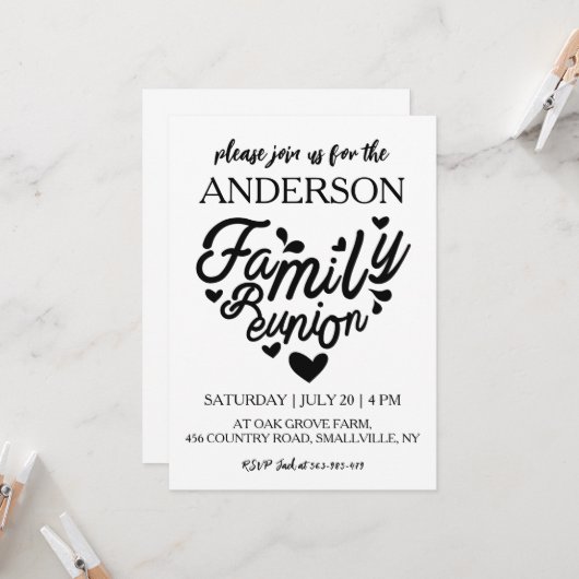 家族の木が家族を集める懇親会 招待状 (正面/裏面インサイチュ)