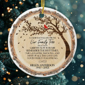  家族の木 赤いカーディナル 写真 記念品 セラミックオーナメント