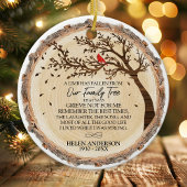  家族の木 赤いカーディナル 写真 記念品 セラミックオーナメント