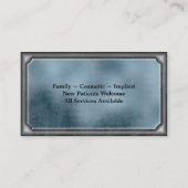 家族の歯科医の名刺の白熱［赤熱］光を放つな歯の青 名刺 (裏面)