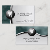家族の歯科医の名刺-歯のティール(緑がかった色)及び白 名刺 (正面/裏面)
