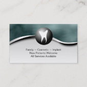 家族の歯科医の名刺-歯のティール(緑がかった色)及び白 名刺 (裏面)