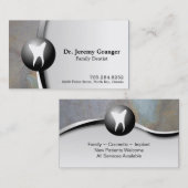 家族の歯科医の名刺-歯の灰色及び白 名刺 (正面/裏面)