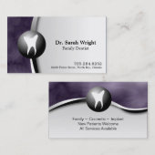 家族の歯科医の名刺-歯の紫色の白 名刺 (正面/裏面)