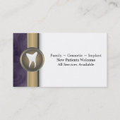 家族の歯科医の名刺-歯の金ゴールド及び紫色 名刺 (裏面)