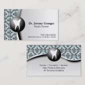 家族の歯科医の名刺-歯の青及び白 名刺 (正面/裏面)