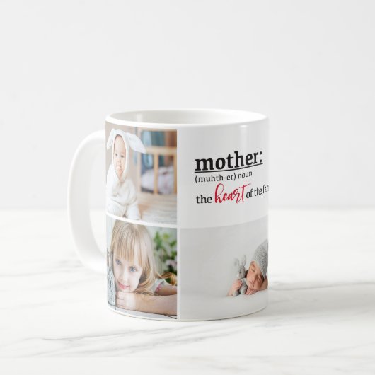 家族の母親の定義ハート5写真 コーヒーマグカップ (正面左)