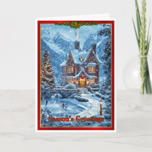 家族の池のクリスマス カード (正面)