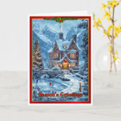 家族の池のクリスマス カード (黄色い花)