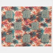 家族の熱帯のハートのママ フリースブランケット (正面(横))