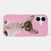 家族の犬の写真 ピンク iPhone 16ケース (裏面横)