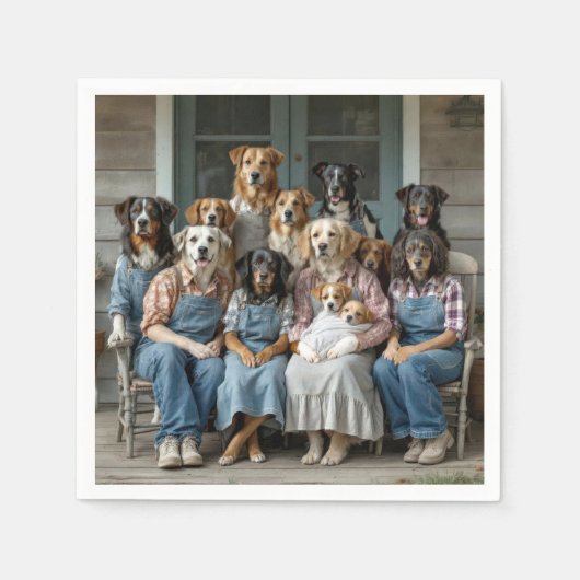 家族の犬の肖像画 スタンダードカクテルナプキン (正面)