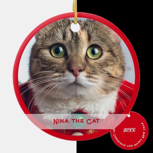 家族の猫からのメリークリスマス セラミックオーナメント