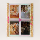 家族の猫の人気がある贈り物 ジグソーパズル (縦)