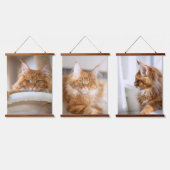 家族の猫の写真を追加カスタムする 吊り下げ型タペストリー (トリプル)
