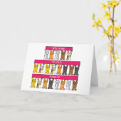 家族の猫漫画へようこそ カード (黄色い花)