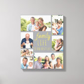 家族の生活引用文7フォトコラージグレイと黄色 キャンバスプリント (正面)