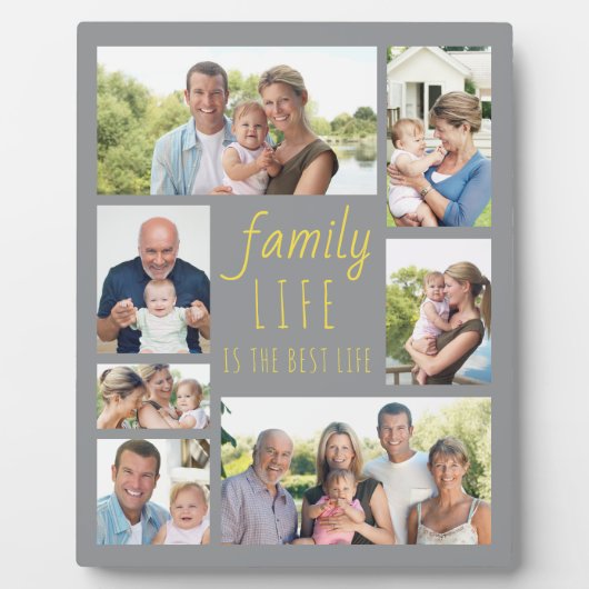 家族の生活7写真グレーと黄色の写真 フォトプラーク (正面)