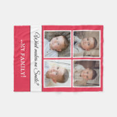 家族の白い赤のコラージュ フリースブランケット (正面(横))