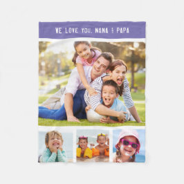 家族の祖父母の日数々の写真パープル フリースブランケット