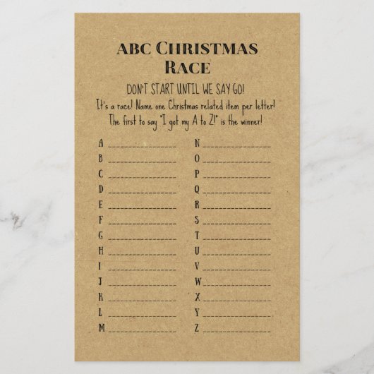 家族の素朴クリスマスパーティーゲーム印刷 (正面)